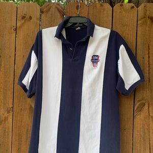 Vintage NFL Player of the Year striped polo T-shirt size XXL.